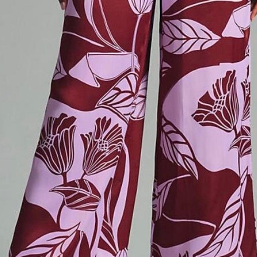 Anthropologie Purple & Brown Wide Leg Pants - Picture 9 of 11